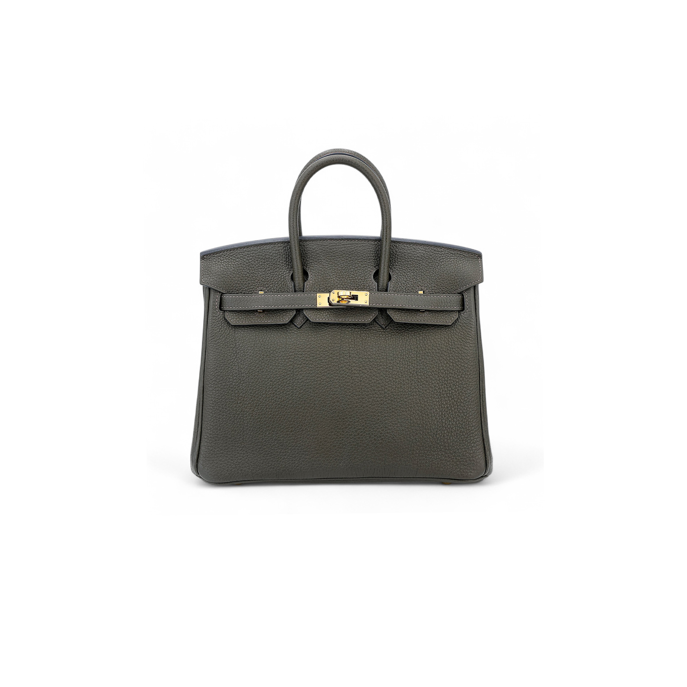 HERMÈS BIRKIN 25 TOGO LEATHER PEWTER GREY GOLD BUCKLE BAG H028369CC8F (25*20*13cm)